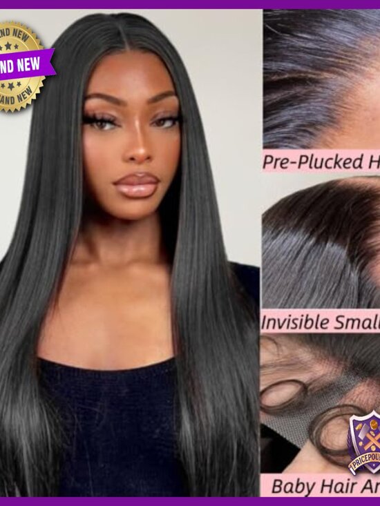28 Inch Straight Human Hair Wig 13x6 Lace Front 200 Density Pre Plucked main image 5